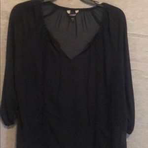 Black, sheer, 3/4 sleeve blouse